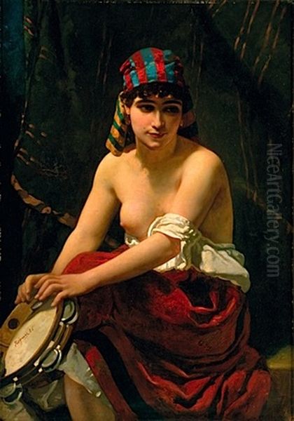 L'orientale Au Tambourin Oil Painting by Anthony Reynier