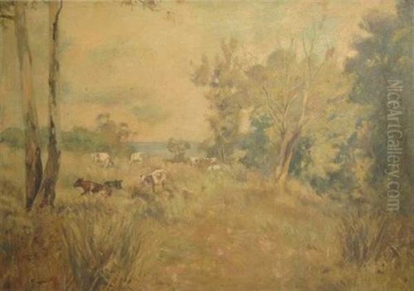 Cattle In Bush Oil Painting by Frederick George Reynolds