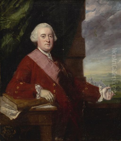 Portrait Of Sir James Gray (circa 1708-1714), 2nd Baronet, Three-quarter Length Oil Painting by Joshua Reynolds