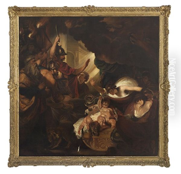 The Infant Hercules Strangling The Serpents Oil Painting by Joshua Reynolds