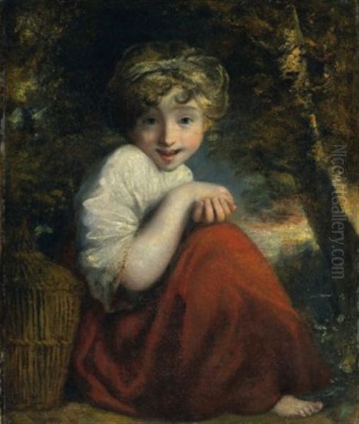 Girl With A Bird Oil Painting by Joshua Reynolds