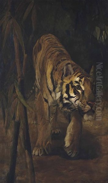 Prowling Tiger Oil Painting by Warwick Reynolds