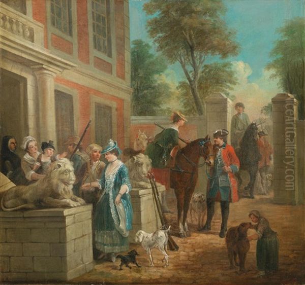 The Departure For The Hunt Oil Painting by Pieter Norbertus Van Reysschoot