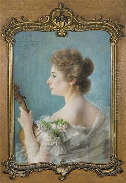 Portrait Of A Young Lady Oil Painting by Miecislaw Reyzner