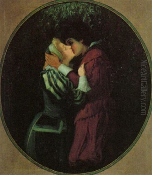 The Kiss Oil Painting by Louis John Rhead