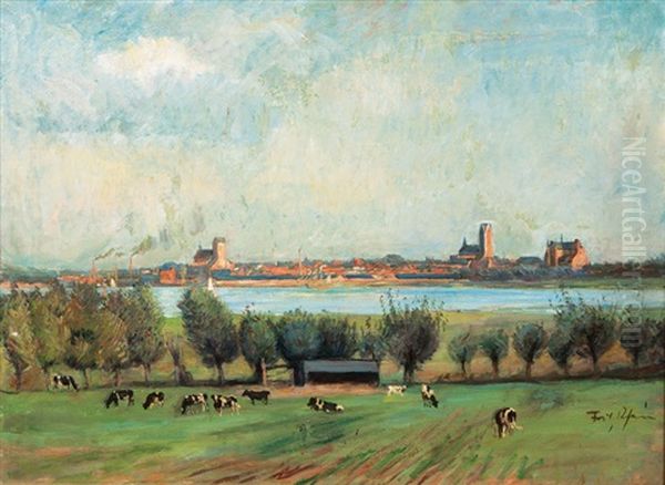 Panoramic View Of Wismar Oil Painting by Fritz Rhein