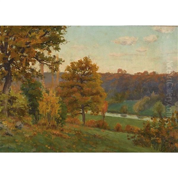 Herbstlandschaft Oil Painting by Louis Rheiner