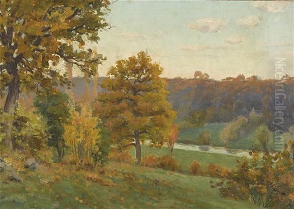 Herbstlandschaft Oil Painting by Louis Rheiner