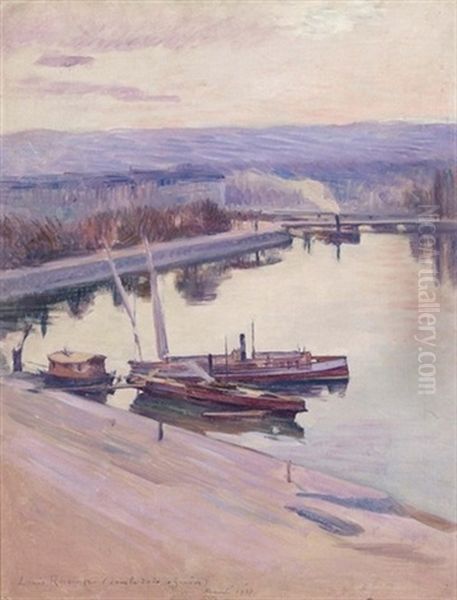 Quai Des Eaux-vives Oil Painting by Louis Rheiner