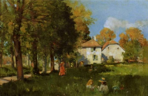 Sommerliche Gartenpartie Oil Painting by Louis Rheiner