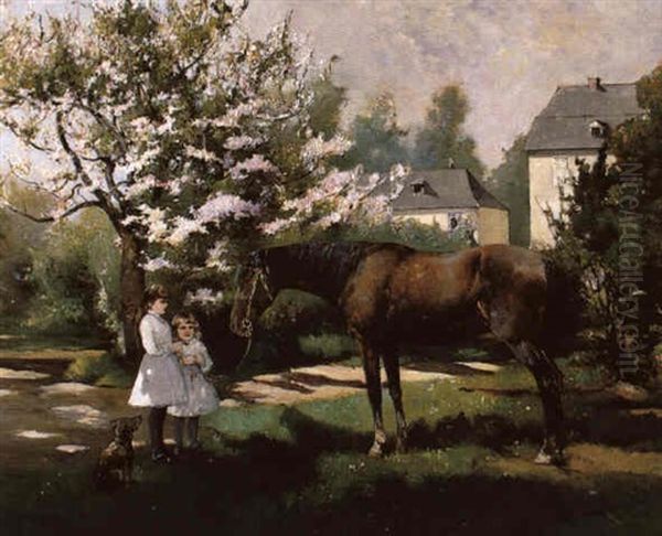 Fruhling Am Gutshof Oil Painting by Friedrich Rheinfelder