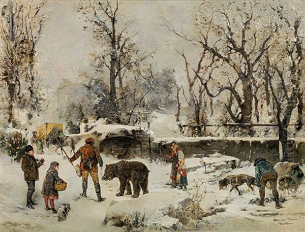 Weihnachten In Der Fremde Oil Painting by Friedrich Rheinfelder-Anspach