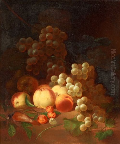 Stilleben Med Frukter, Druvor Och Dod Fagel Oil Painting by Joseph Rhodes