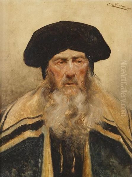 Portrait Of A Bearded Man With Hat And Cloak Oil Painting by Charles Boom