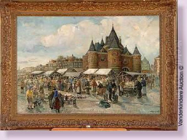 Marche Aux Puces Anime En Hollande Oil Painting by Charles Boom