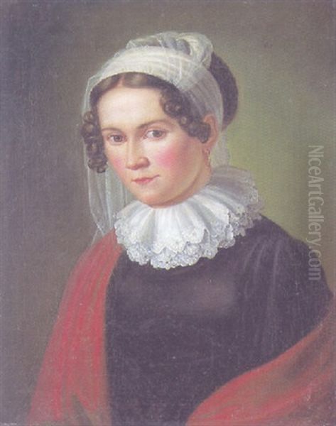 Brustportrat Franziska Rhombergs, Der Ehegattin Des Malers Oil Painting by Joseph Anton Rhomberg