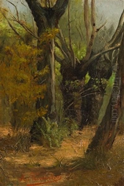 Bosque Oil Painting by Agustin Riancho Y Mora