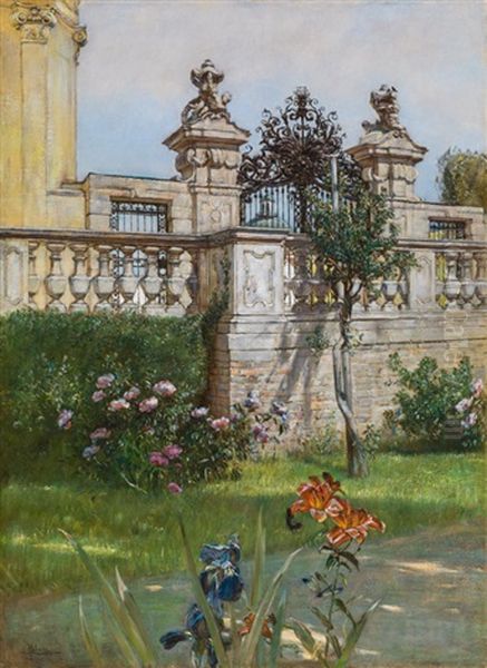 Belvedere Garden Oil Painting by Rudolf Ribarz