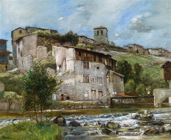 Thiers An Der Durolle (auvergne) Oil Painting by Rudolf Ribarz