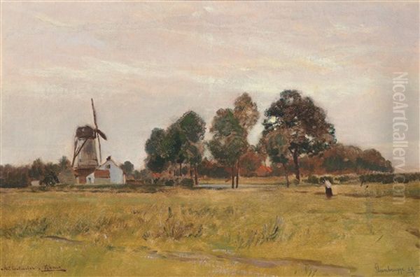 Landscape Near Steenbrugge Oil Painting by Rudolf Ribarz