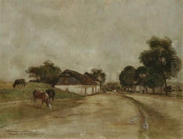 Village A Bas Andrieu Oil Painting by Rudolf Ribarz