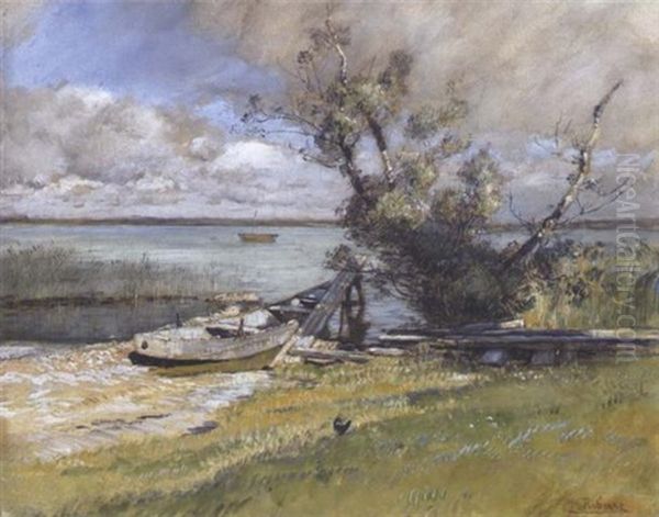 Am Ufer Der Fraueninsel Chiemsee Oil Painting by Rudolf Ribarz