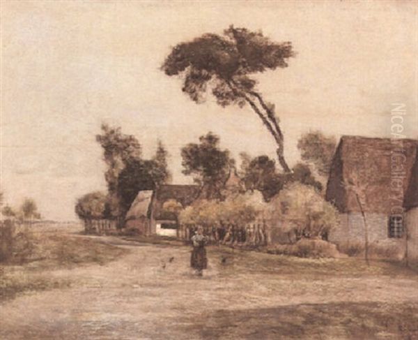 Dorfstrase (motiv Aus Nordfrankreich?) Oil Painting by Rudolf Ribarz