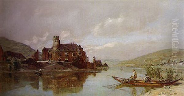 Schloss Gondorf An Der Mosel Oil Painting by Rudolf Ribarz