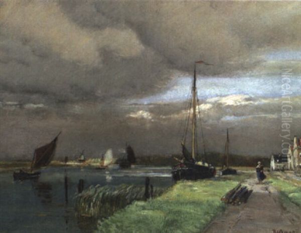 Aufziehendes Gewitter. Motiv Aus Holland Oil Painting by Rudolf Ribarz