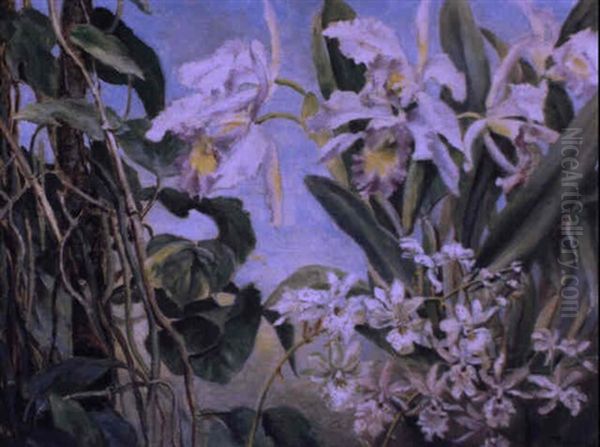 Orchideen Oil Painting by Rudolf Ribarz