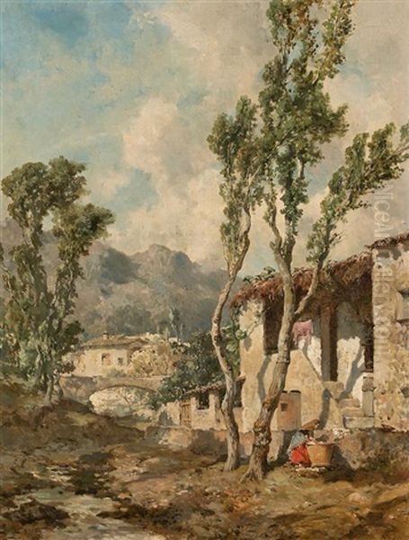 Vista Rural Mallorquina Oil Painting by Antonio (Antoni) Ribas Oliver