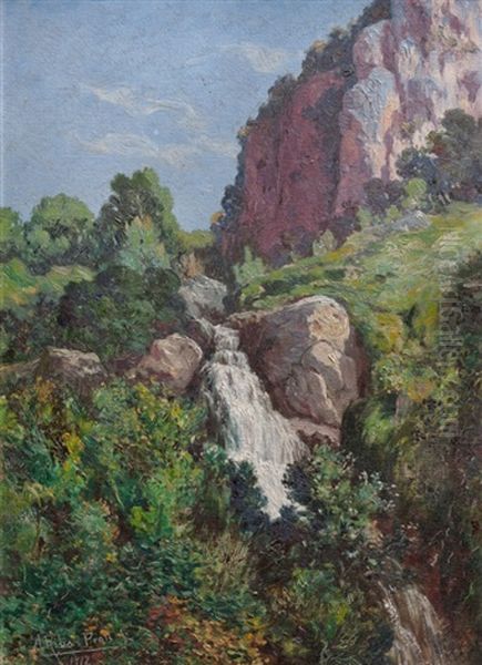 Cascada Oil Painting by Antoni (Antonio) Ribas Prats