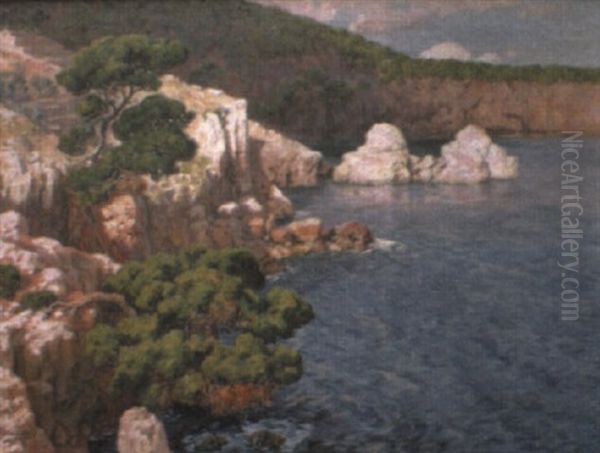 Costa De Mallorca Oil Painting by Antoni (Antonio) Ribas Prats