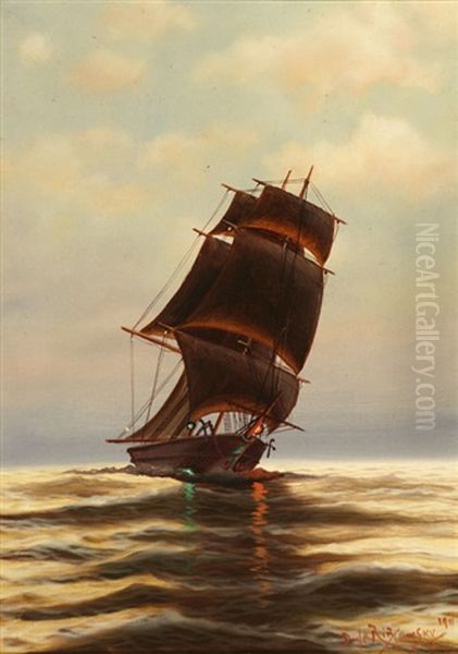 At Full Mast Oil Painting by Richard Dey de Ribcowsky