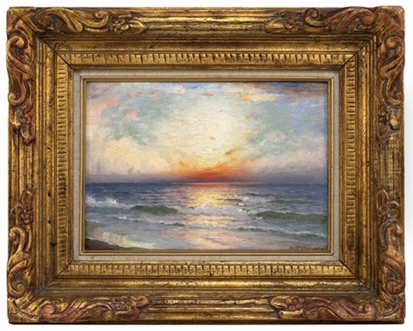 Coastal Sunset Oil Painting by Richard Dey de Ribcowsky