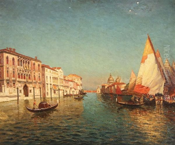 Grand Canal Venice Oil Painting by Richard Dey de Ribcowsky