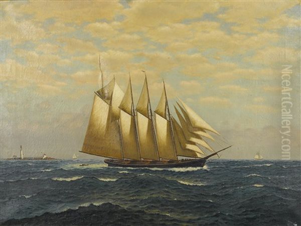 The Schooner Jobe H. Jackson, Jr Oil Painting by Richard Dey de Ribcowsky