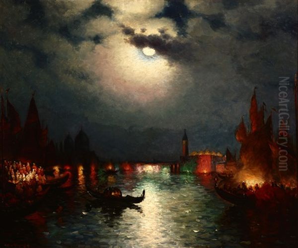 Venetian Nocturne Oil Painting by Richard Dey de Ribcowsky