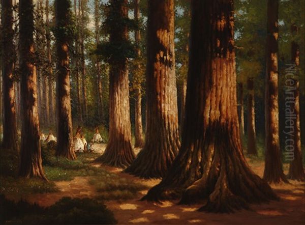 California Redwood Giants Oil Painting by Richard Dey de Ribcowsky