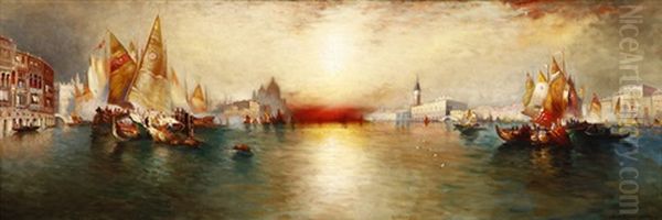 Panoramic Sunset, Venice Oil Painting by Richard Dey de Ribcowsky