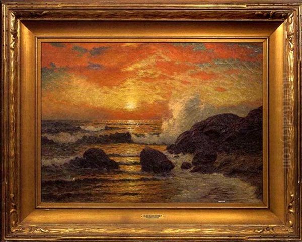 Sunset At The Oceanside Oil Painting by Richard Dey de Ribcowsky