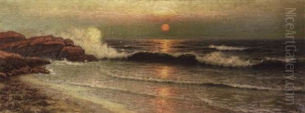 Sunset On The California Coast Oil Painting by Richard Dey de Ribcowsky