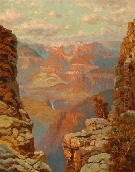 Grand Canyon View From Rim Oil Painting by Richard Dey de Ribcowsky