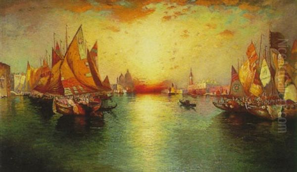 Fete On The Venetian Lagoon by Richard Dey de Ribcowsky