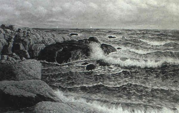 Rocky Coast Oil Painting by Richard Dey de Ribcowsky