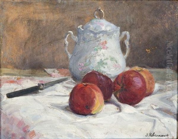 Still Life With Apples Oil Painting by Jules Ribeaucourt