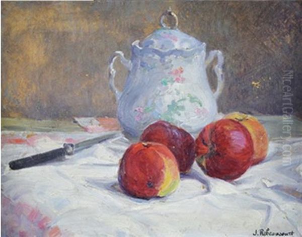 Still Life With Apples Oil Painting by Jules Ribeaucourt