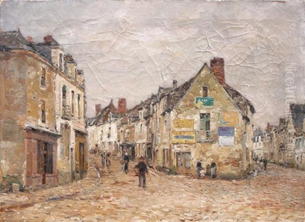 Rue De Village Animee Oil Painting by Jules Ribeaucourt