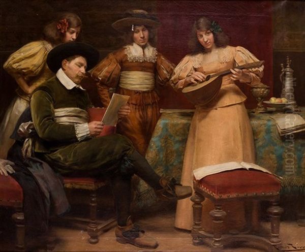 La Leccion De Musica Oil Painting by Roman Ribera Cirera