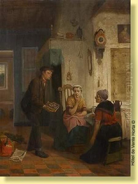 La Tentation Du Marchand Ambulant Oil Painting by P. Constantin Boon